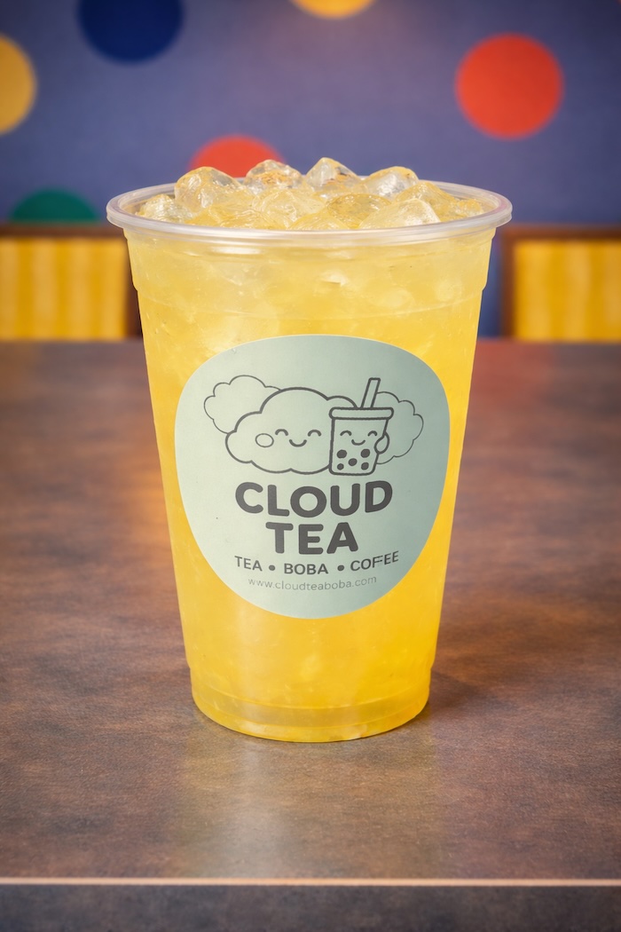 Lemonade with orange boba pearls